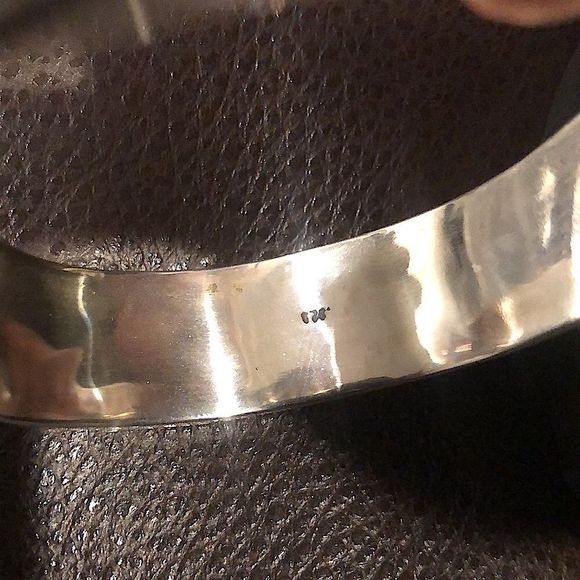 LOIS HILL Mother of Pearl Sterling Silver Cut Out Cuff Bracelet Thin Vintage - Picture 10 of 17